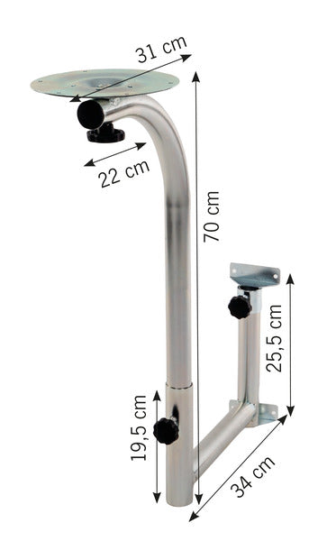 Supporto per tavolino camper, girevole con base ad U