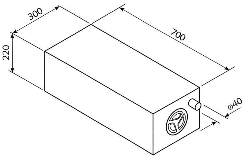 Serbatoio universale acque grigie e chiare per camper 43 litri - 700x300x220mm