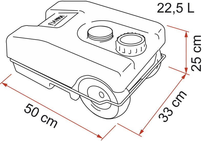 Fiamma Serbatoio con ruote acque grigie 23L