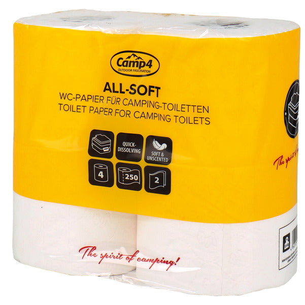 Camp4 All-Soft - Carta igienica per camper a 2 veli - 4 rotoli