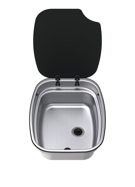 Thetford Lavello in acciaio inox rettangolare con coperchio in vetro