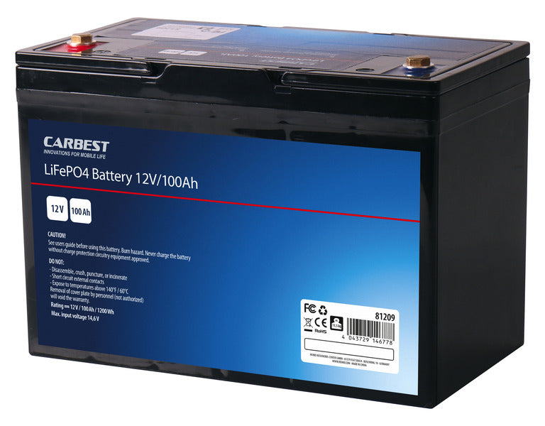 Batteria per camper sotto sedile al litio LiFePo4 - Carbest - 12V / 100Ah per Fiat Ducato