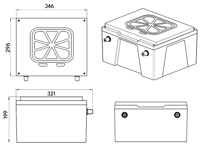 Batteria per camper sotto sedile al litio LiFePo4 - Saftkiste - 12V / 300Ah
