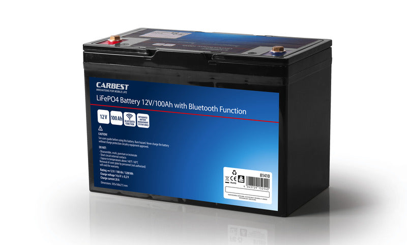 Batteria per camper al litio LiFePo4 - Carbest - 12V / 100Ah con bluetooth