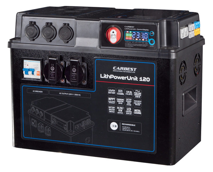 Powerstation Carbest al litio LIFePo4 - 120Ah con inverter 2500W