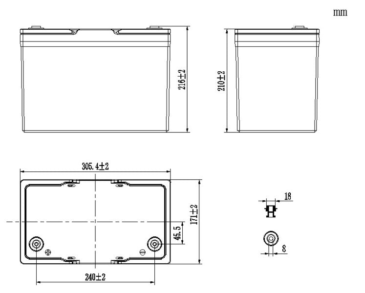 Batteria per camper compatta al litio LiFePo4 - Carbest - 12V / 100Ah