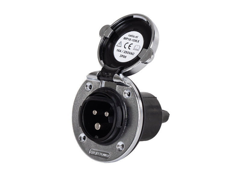 Mastervolt - Presa esterna 230V per camper con sportello cromato - stile nautico