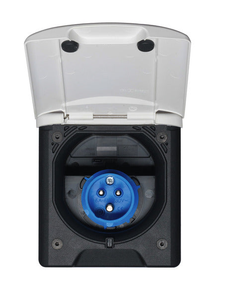 Presa esterna 230V per camper con sportello magnetico - attacco CEE - Bianco