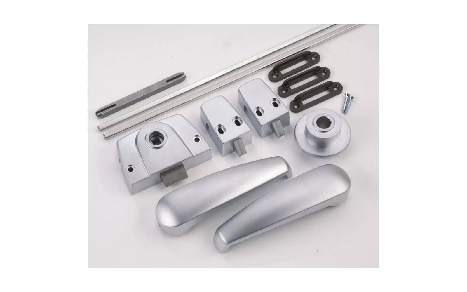 Serratura per porta bagno camper - chiusura a 3 punti - cromato opaco