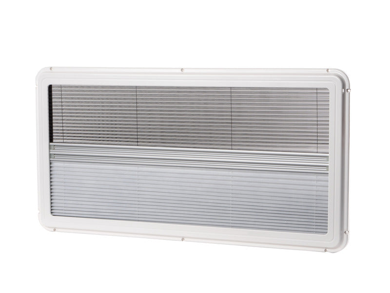 Carbest Elegance - finestra a compasso oscurata per camper e van - oscurante e zanzariera integrati - 900x350mm