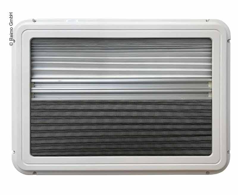 Carbest Elegance - finestra a compasso oscurata per camper e van - oscurante e zanzariera integrati - 500x450mm