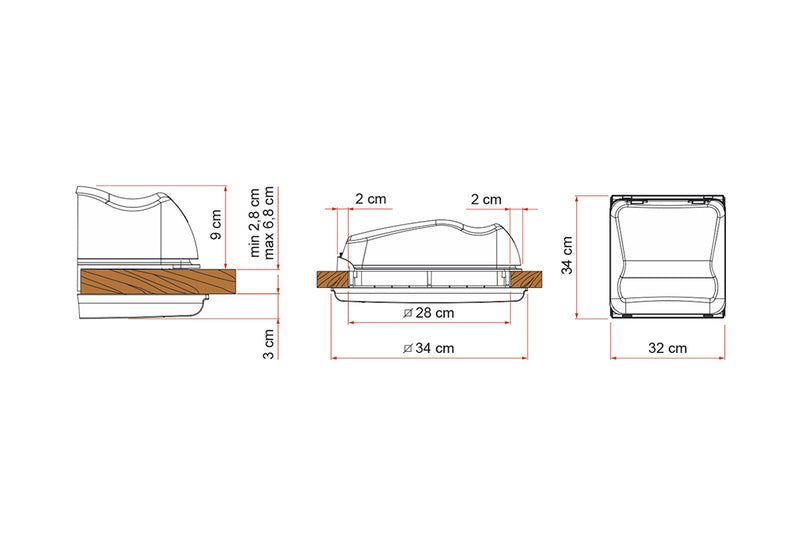 Fiamma Vent 28 - oblò 28x28cm - ideale per bagno camper - trasparente