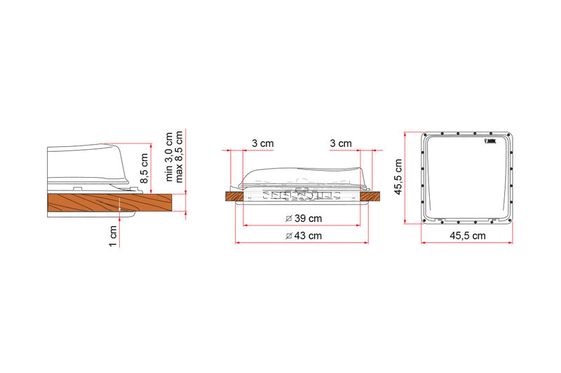Fiamma Turbovent - oblò per camper 40x40cm con potente ventilatore - trasparente