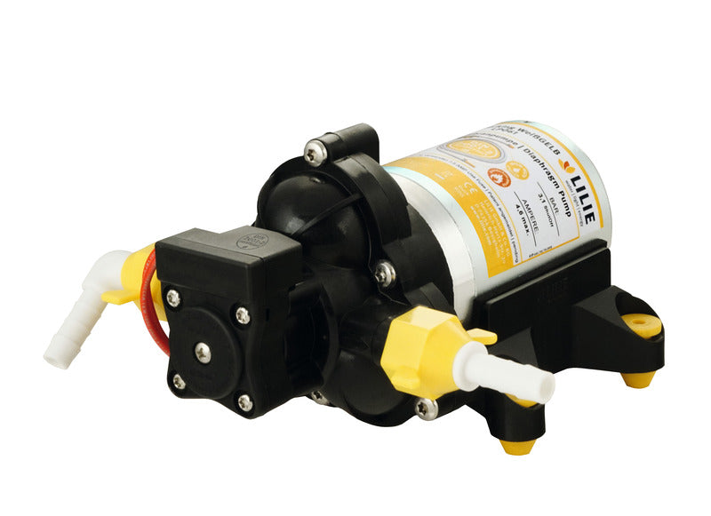 LILIE - Pompa acqua 12V a pressione per camper - 3 camere, 10 litri/min, 3.1 bar