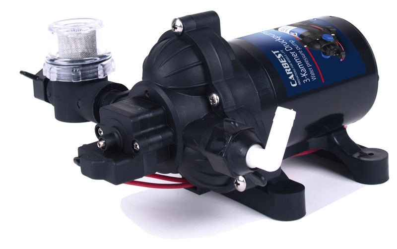 Carbest - Pompa acqua 12V a pressione per camper - 3 camere, 10 litri/min, 2.8 bar