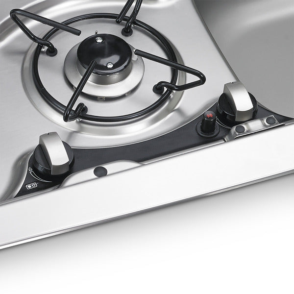 Dometic MO9222R - Unità combinata fornello-lavello, 2 fuochi gas in acciaio - lavello a destra