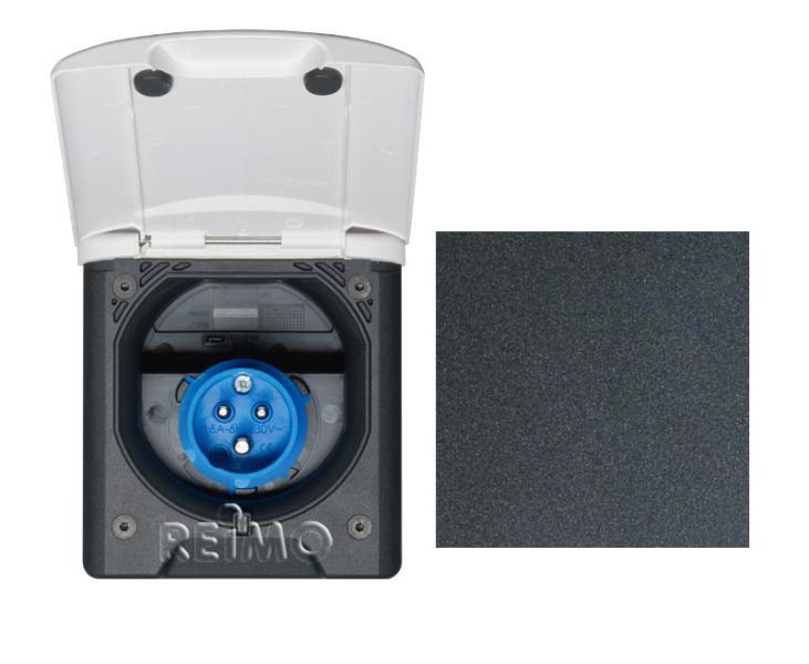 Presa esterna camper CEE 230V coperchio magnetico - Nero