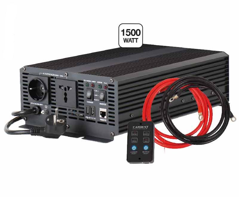 Carbest Inverter 12V/230V - 1500W - Onda pura con switch di rete