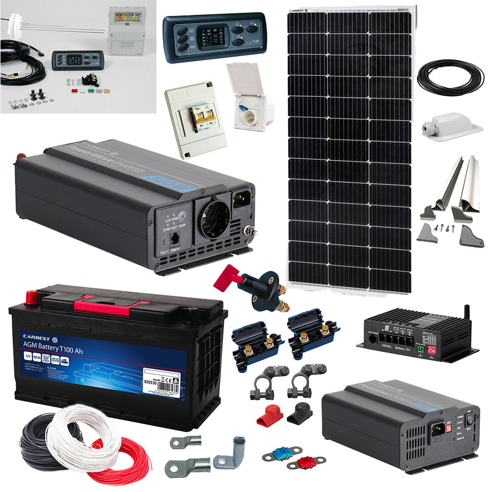 Kit impianto elettrico completo per camper van - AGM 100Ah - 500W